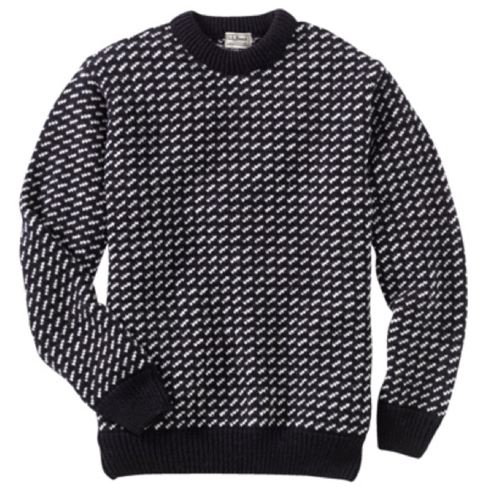 NWT L.L. Bean Norwegian Fisherman Birdseye Wool Sweater Size M